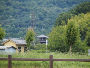 史跡中宮寺跡から望む法輪寺三重塔