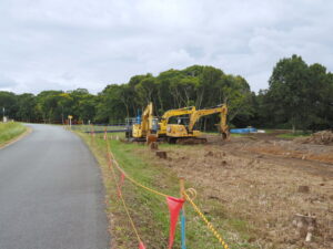 宮川管内堤防整備工事の現場（宮川右岸）