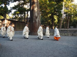 新嘗祭、正宮での祭典を終え（外宮）