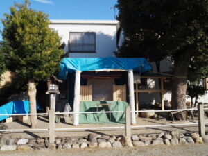 新しい社殿が建てられる八幡神社（伊勢市神社港）