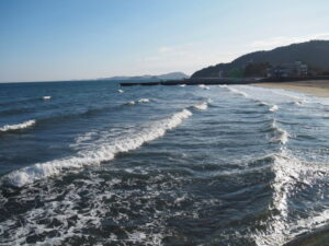 重浪帰する二見浦海岸