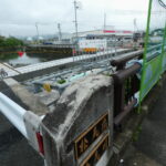 ほどなく完成する桧尻歩道橋（桧尻川に架かる桧尻橋の下流側）