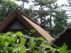 簀屋根の足場も撤去された御塩焼所（御塩殿神社）