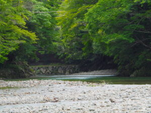 御手洗場から望む五十鈴川の上流方向