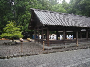 五丈殿へ安置される御樋代木(外宮)