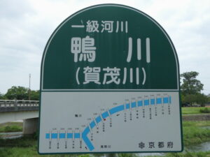 鴨川（賀茂川）に゙架かる橋の配置図
