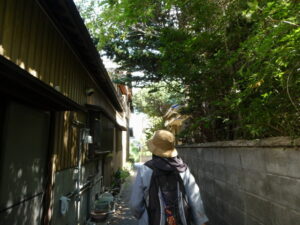 狭い路地で伊勢別街道へ(津市一身田大古曽)
