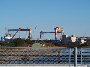 相川の下流方向の遠望