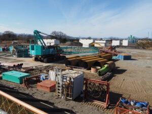 宮川橋架替工事現場（宮川右岸）